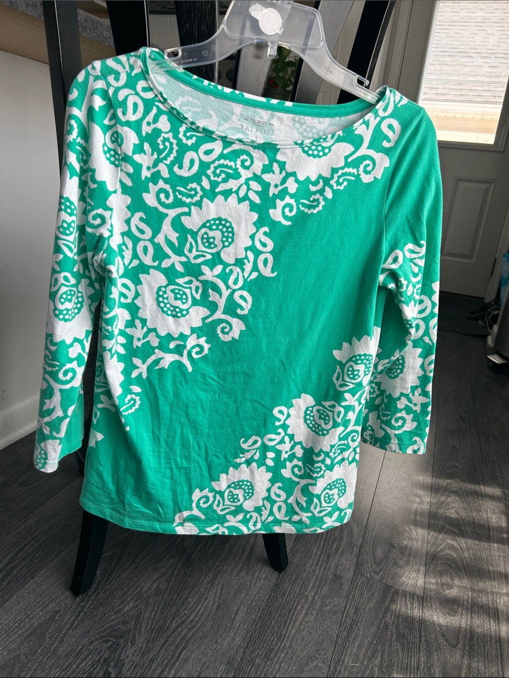 Talbots Floral-Print Long Sleeve Top